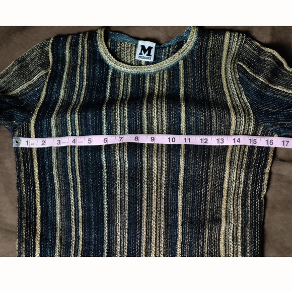 M Missoni Gold, Black, Striped, Knit Top - Picture 9 of 11